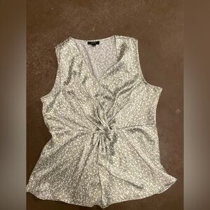 Alfani Green and White Patterned Top